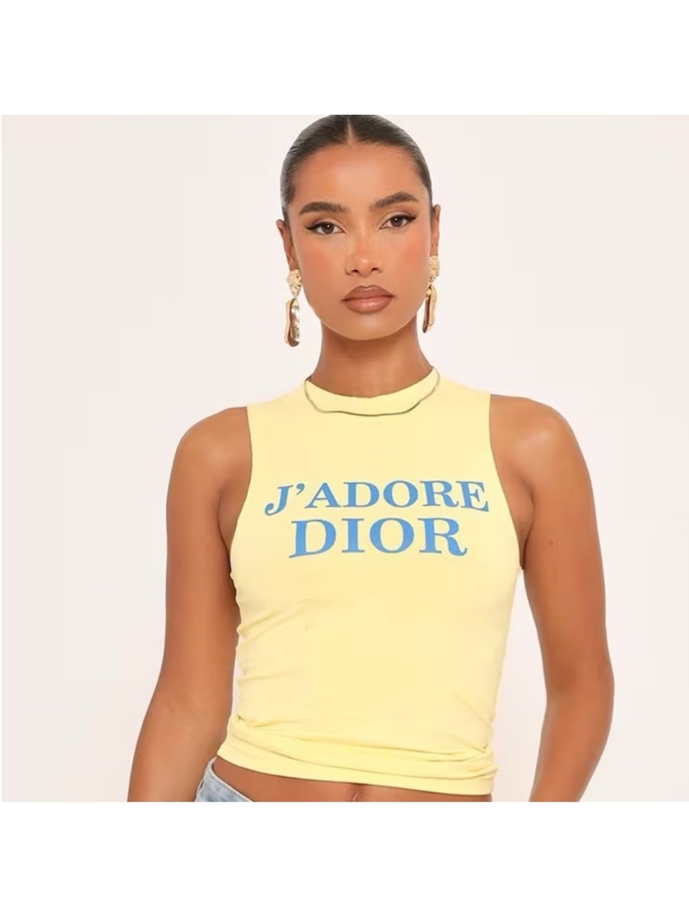 J'Adore DIOR Yellow Graphic Tank Top